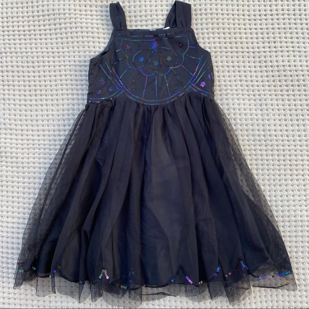 H&M black tulle rainbow sequins dress size 7-8